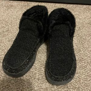 Women’s black sparkly hey dudes